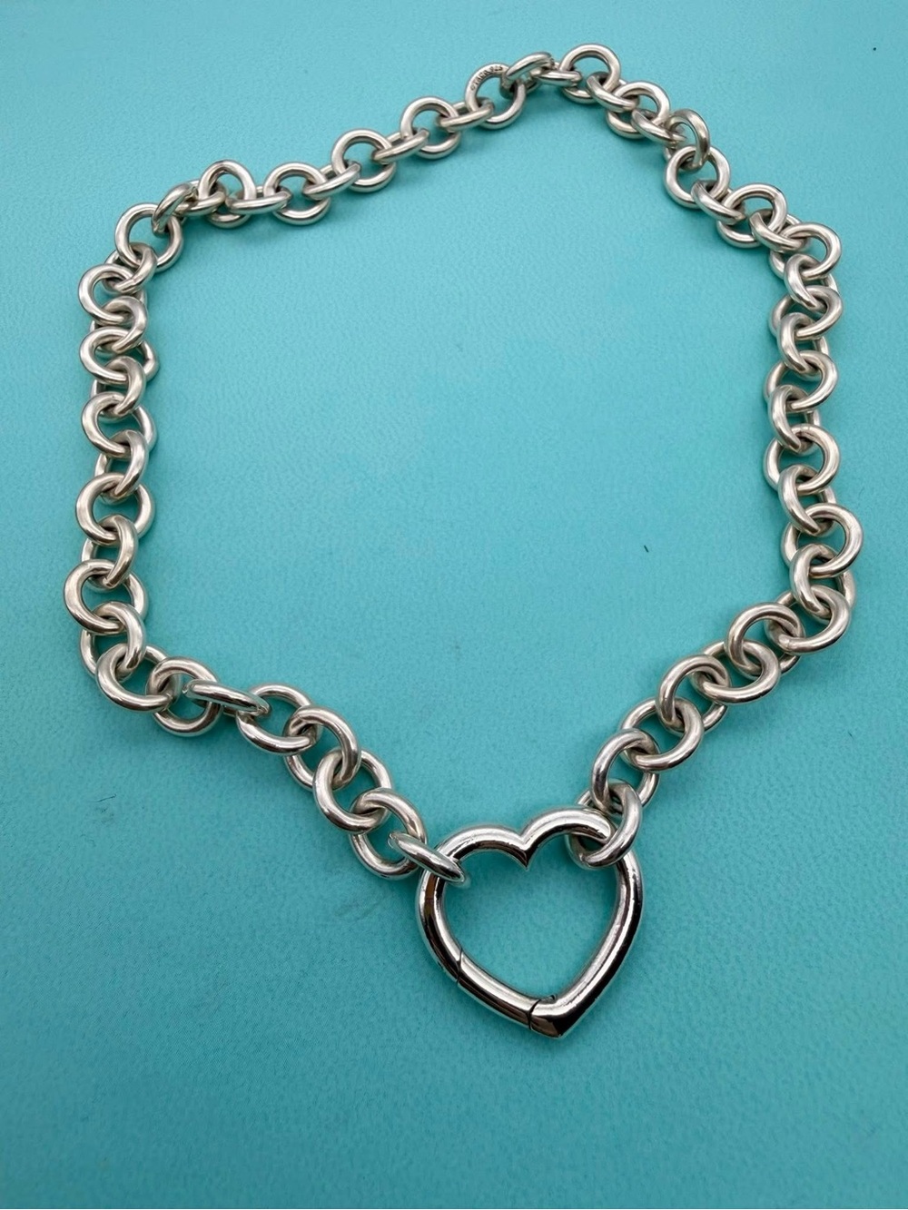 Tiffany & Co. Silver Clasping Heart necklace 16.25"